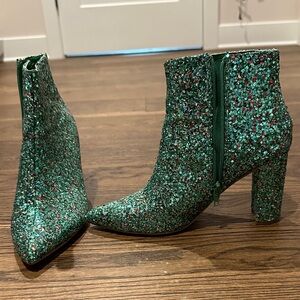 Glittery Green Ankle Boots